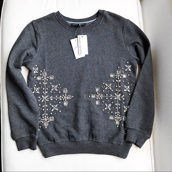 Hemant & Nandita Tops - Hemant & Nandita Embellishments Grey Sweatshirt 